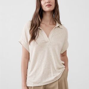 Banana Republic Cream Short Sleeve Cotton Top